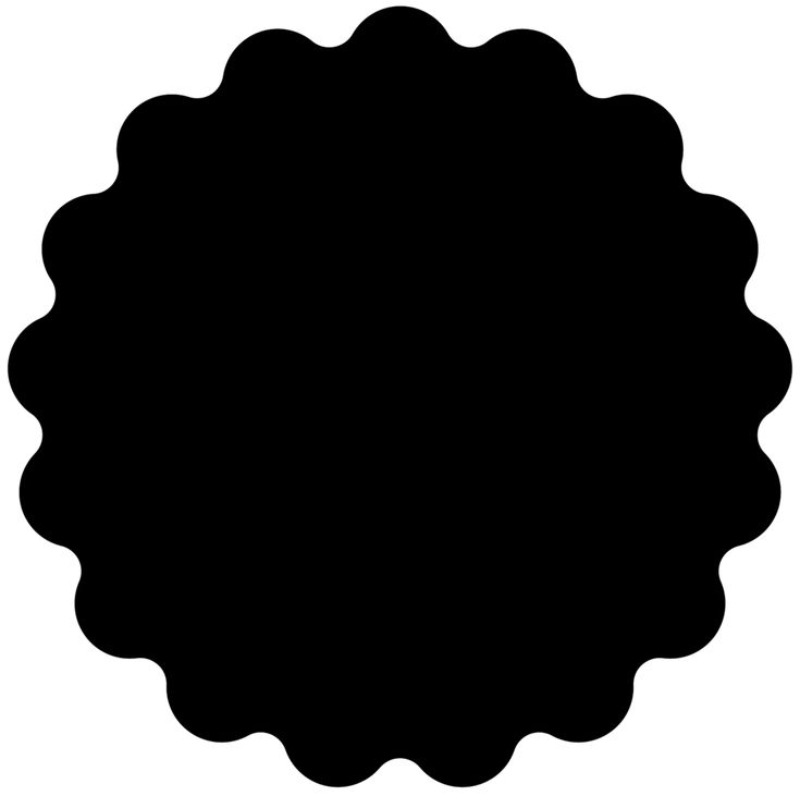 a black and white silhouette of a round frame with scalloped edges on an isolated background