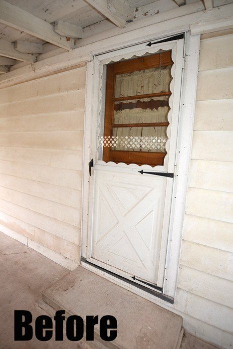 an open door on the side of a house with words before and after written below