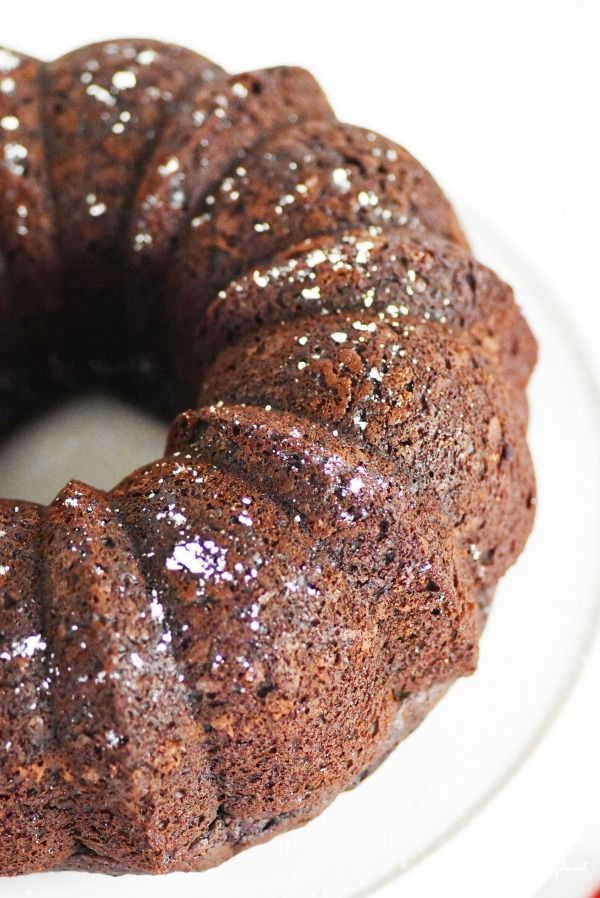 a bundt cake sitting on top of a white plate