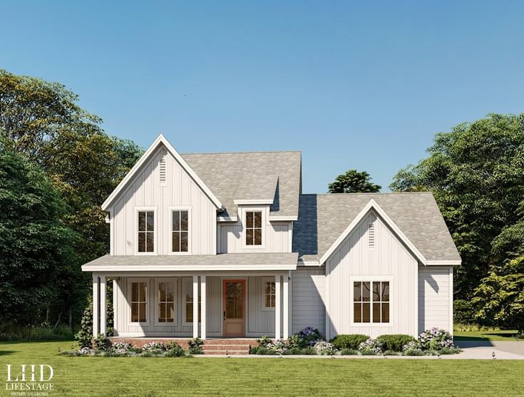 this is an artist's rendering of the farmhouse style house plans for your home