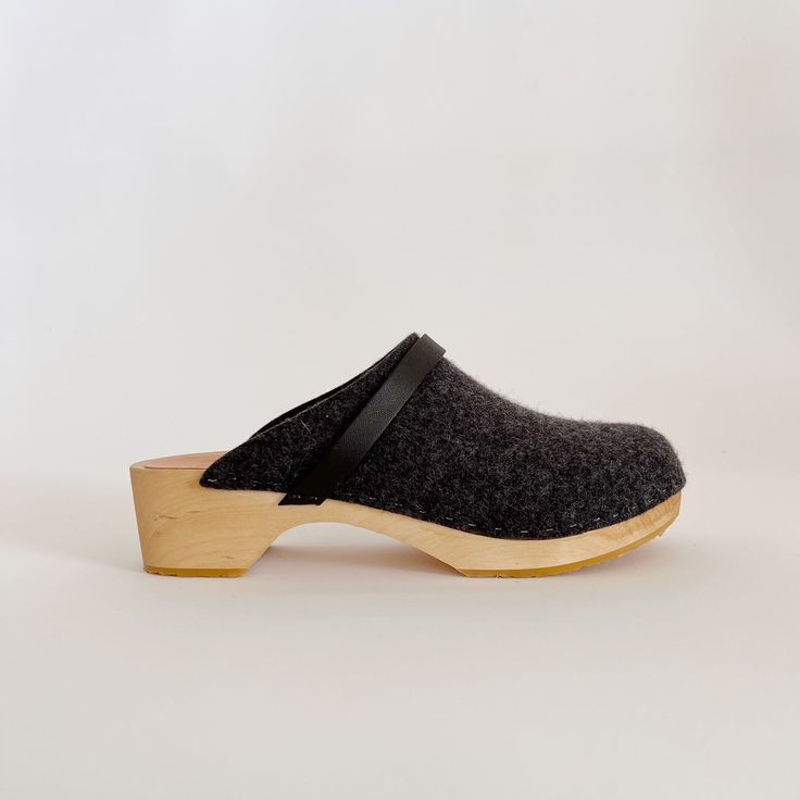 Our new "Toastie worker clog" in gorgeous designer wool felt. This cozy and chic clogs is a limited winter release and wont be available for long. This style is a version of our worker clog. These clogs are made-to-order and take approximately 3-4 weeks. Bryr Clogs, Wool Clogs, High Heel Clogs, Platform Clogs, Clog Heels, Sock Shop, Papua New Guinea, Seychelles, Turks And Caicos Islands