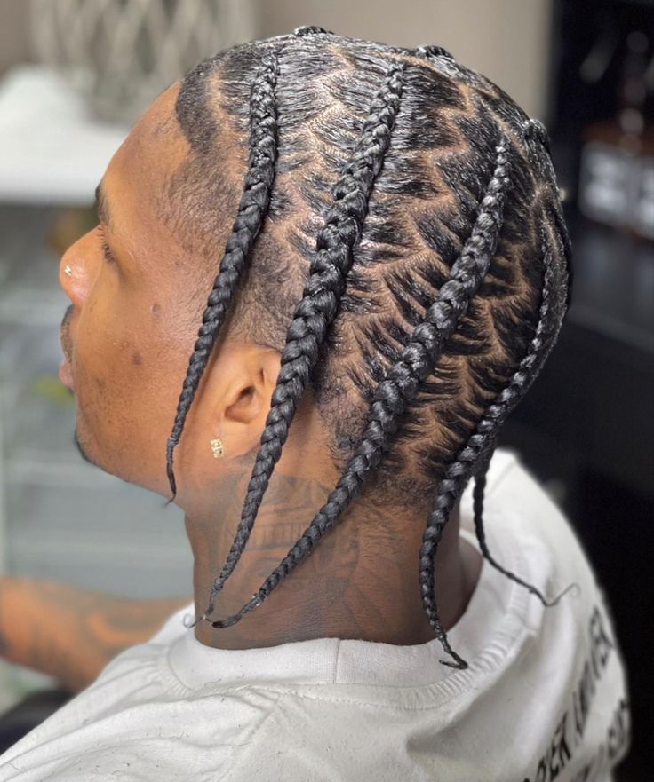 Black Male Braided Hairstyles, West Coast Braids Men, Braided Boy Hairstyles, Males Hairstyle, Braids To The Side Men, West Coast Braids, Black Guy Braids Men Hairstyles, Men Braid Designs, Single Plaits Braids Black Men