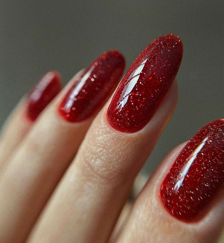 Red Sparkly Nails, Nails Medium Almond, Acrylic Nails Stiletto, Red Nails Glitter, Red Christmas Nails, Press On Nails Medium, Nails Stiletto, Glittery Nails, Red Acrylic Nails