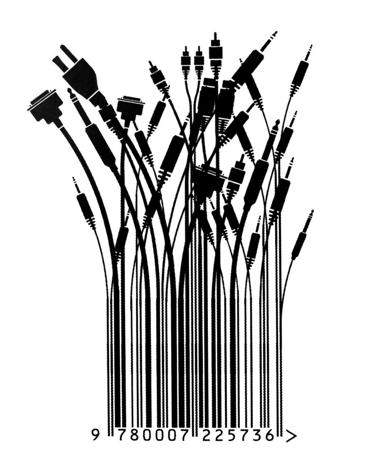 a bar code with many wires in it