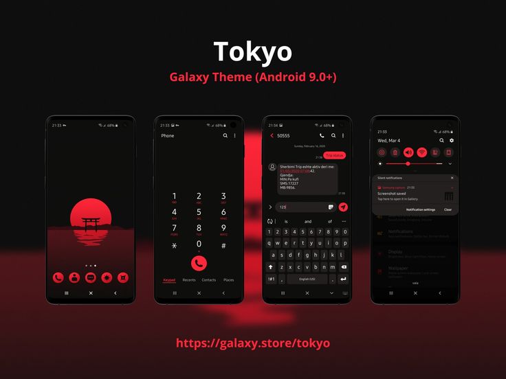 three different screens with the text tokyo on them and an image of a red sun in the background