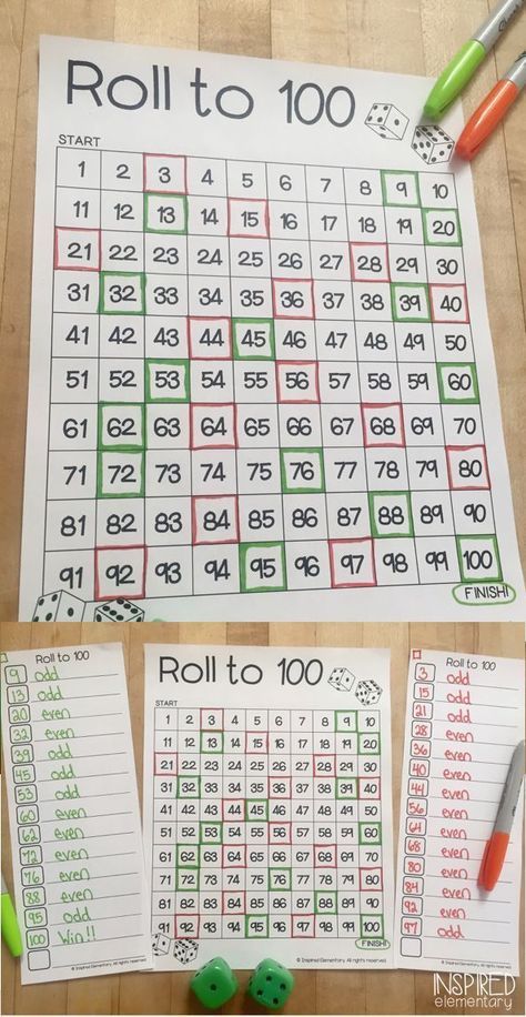 the roll to 100 game is shown with markers and pencils on top of it