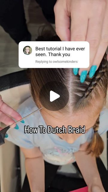 Sarah | Hair Braider on Instagram: "A Dutch Braid Tutorial from a different perspective #bonniebraids #dutchbraids #braidtutorial #howtobraid #learntobraid" Braid Bun Tutorial Step By Step, How To Fake Dutch Braids, Dutch Braid Ponytail Hairstyles, Duch Braids Tutorial, Dutch Braid Into Ponytail Tutorial, How To Dutch Braids, Dutch French Braid Tutorial, How To Dutch Braid On Someone Else, How To Braid Toddler Hair