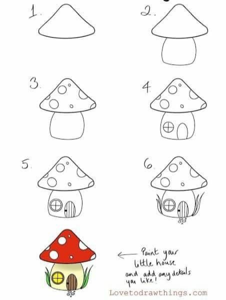 how to draw a cute fairy house step by step with pictures for kids and adults