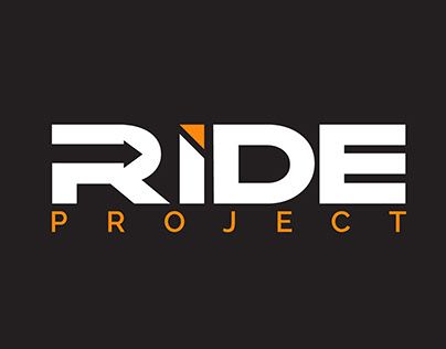 the ride project logo is shown in white and orange on a black background with an orange stripe