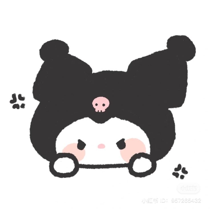 a black and white bear with a pink nose