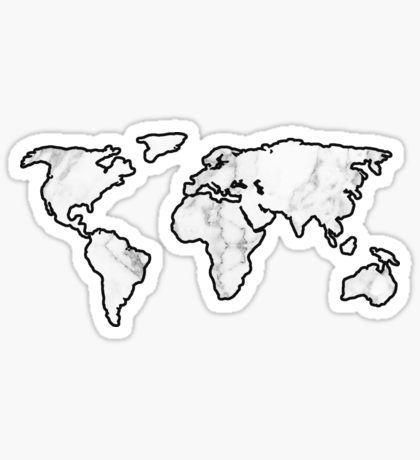 the world map sticker is shown in black and white, with $ 3 00 per piece