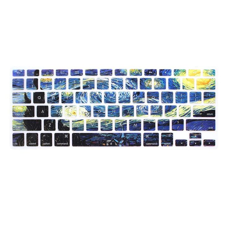 a computer keyboard covered in blue and yellow tiles with the image of starries on it