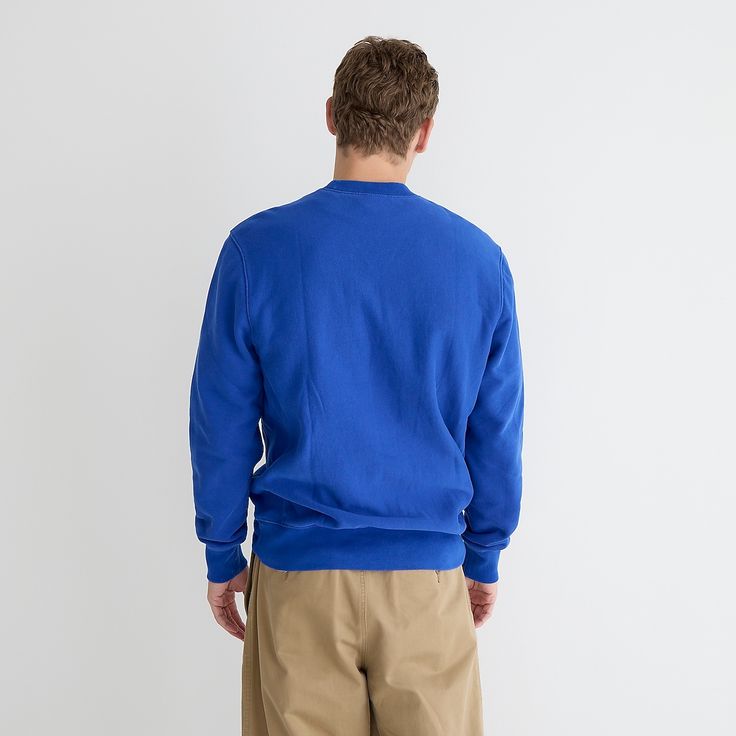 We had a goal when we set out to make this crewneck: Create a sweatshirt that can stand up to daily wear and tear, looks great with everything and feels just like an old favorite right from the start. Cut on the cross grain (an old-school method that prevents shrinkage), this 14-ounce cotton-polyester fleece is heavy enough to keep you warm but light enough that you can practically wear it all year-round. The interior is brushed for softness, and the richly dyed colors will only look better the Sweatshirt For Men, Fleece Sweatshirt, The Cross, The Start, Stand Up, Looks Great, Old School, Fashion News, Daily Wear