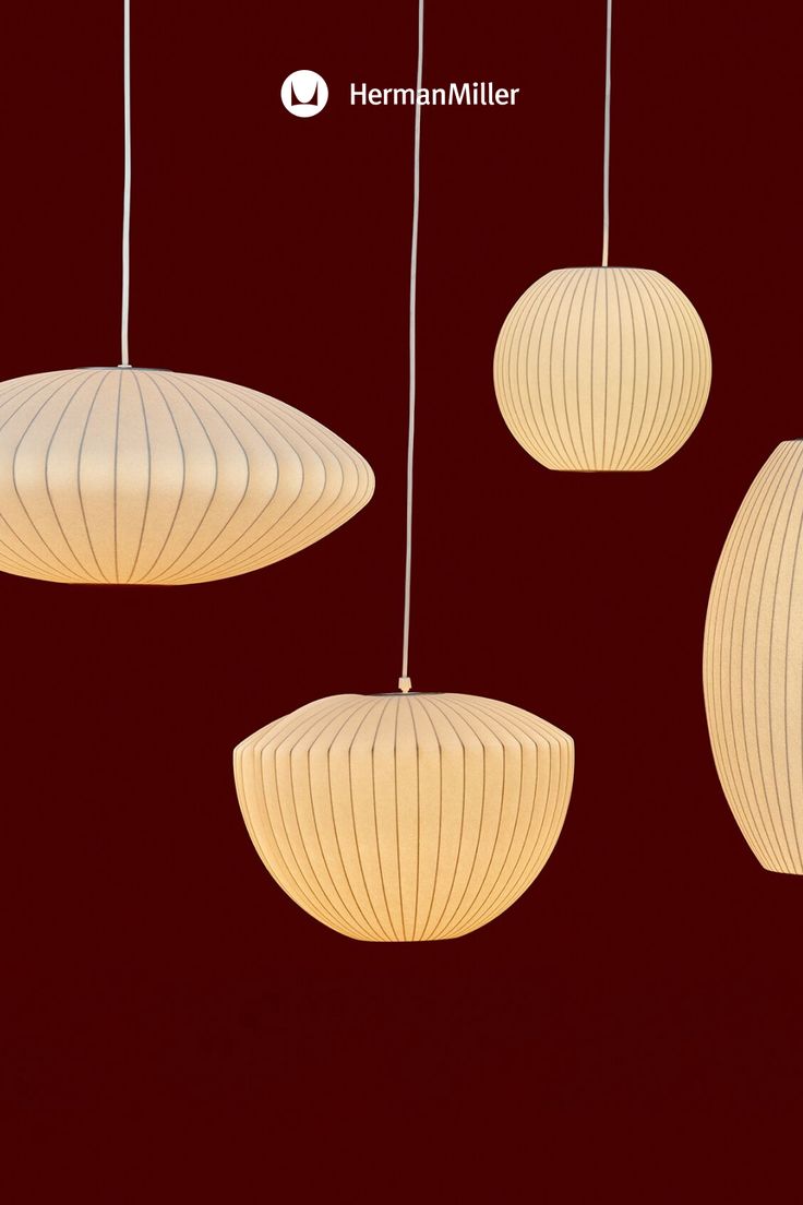 a bunch of lamps hanging from the ceiling in a room Herman Miller Light, Nelson Bubble Pendant, Nelson Bubble, Lantern Ceiling Lights, Office Decor Professional, Modern Office Decor, Dining Room Pendant, Recessed Ceiling Lights, Pendant Lighting Dining Room