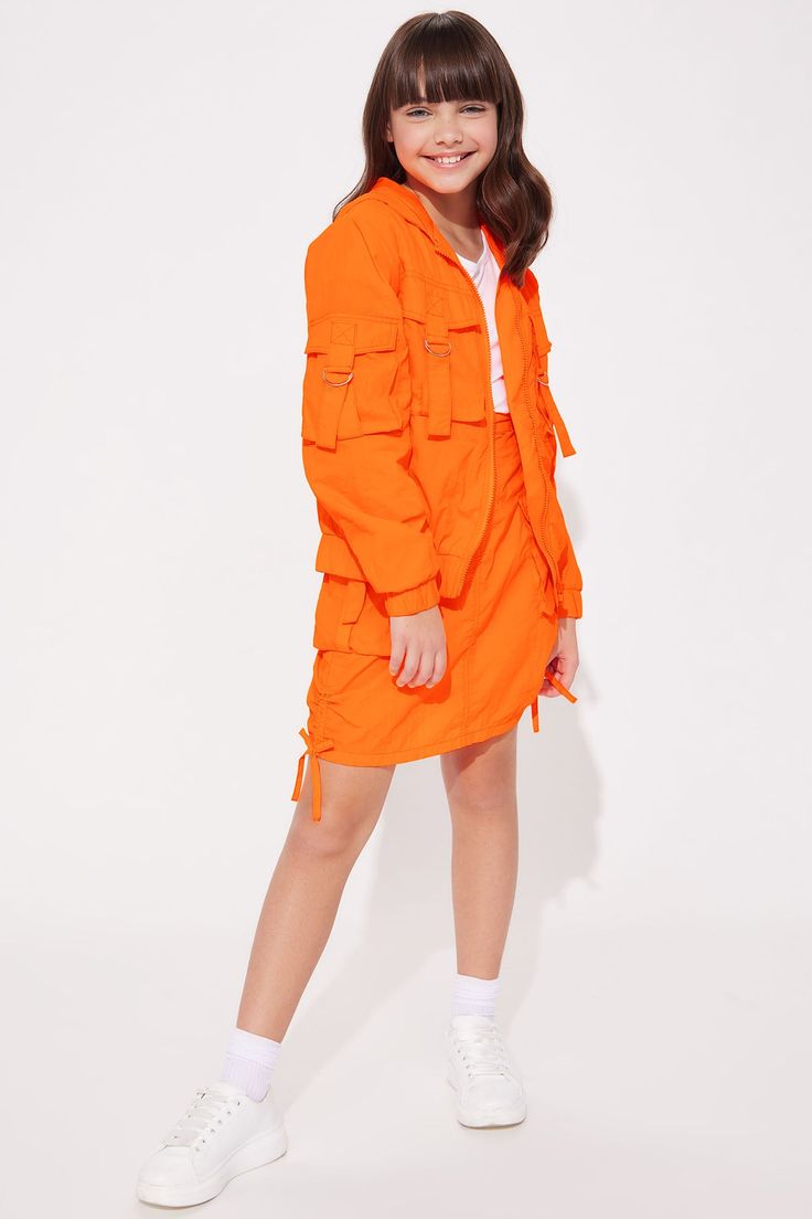 Available In Orange And Neon Pink. Cargo Jacket Solid Pockets Zipper Closure Hooded 100% Nylon Imported | Mini Nylon Cargo Jacket in Orange size 4 by Fashion Nova Spring Nylon Utility Jacket For Streetwear, Hooded Nylon Parka For Spring, Spring Nylon Utility Windbreaker, Spring Nylon Raincoat In Solid Color, Spring Nylon Utility Outerwear, Spring Utility Nylon Outerwear, Solid Spring Parka With Pockets, Spring Parka With Pockets, Hooded Nylon Outerwear For Spring