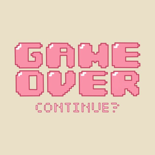 the text game over is shown in pink on a beige background, with an image of a