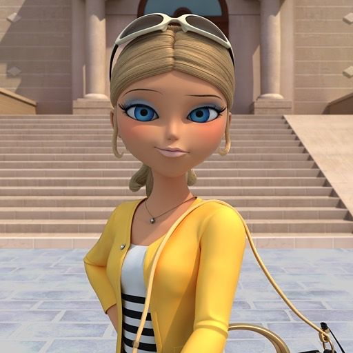 a cartoon character is holding a purse in front of a building with stairs and steps