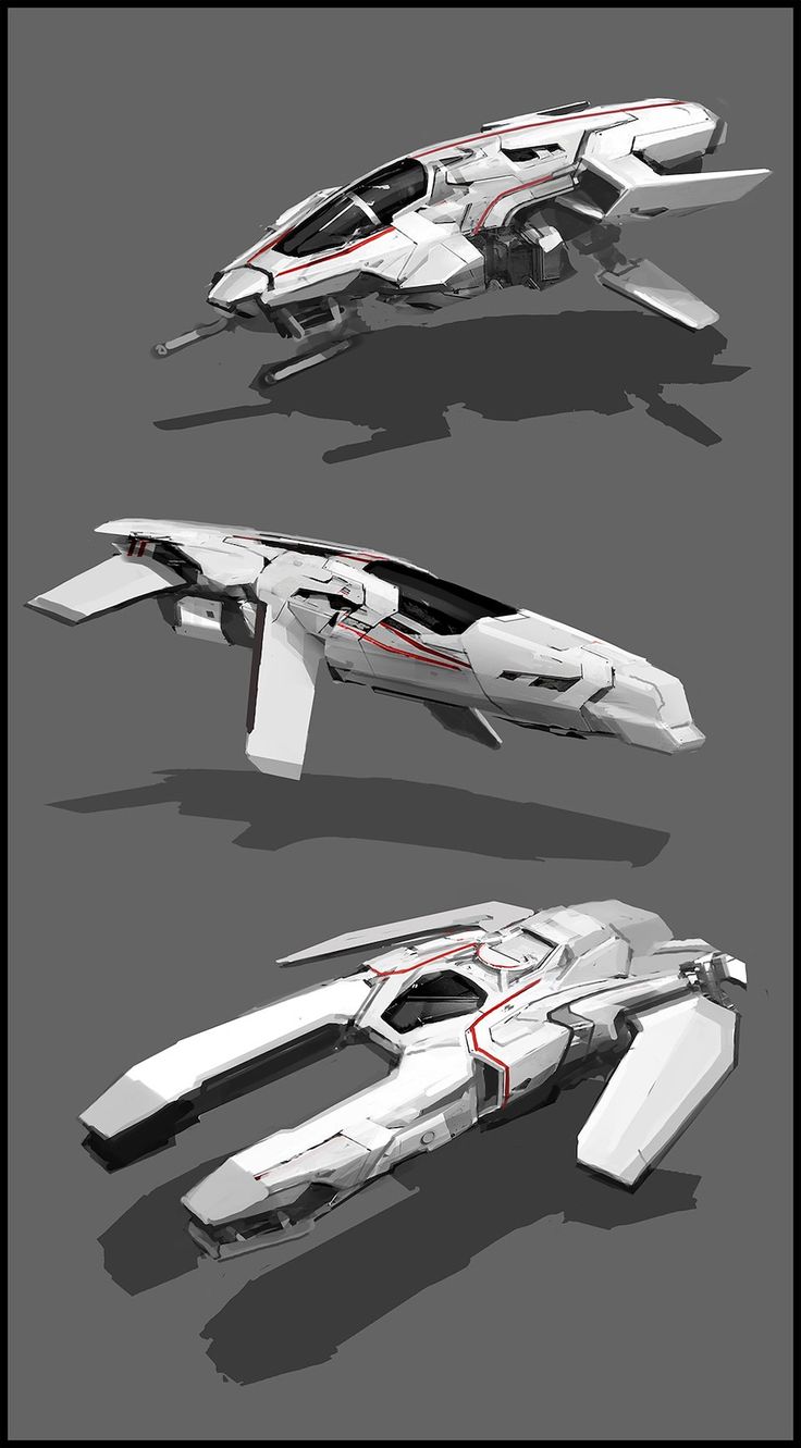 three different views of a futuristic vehicle