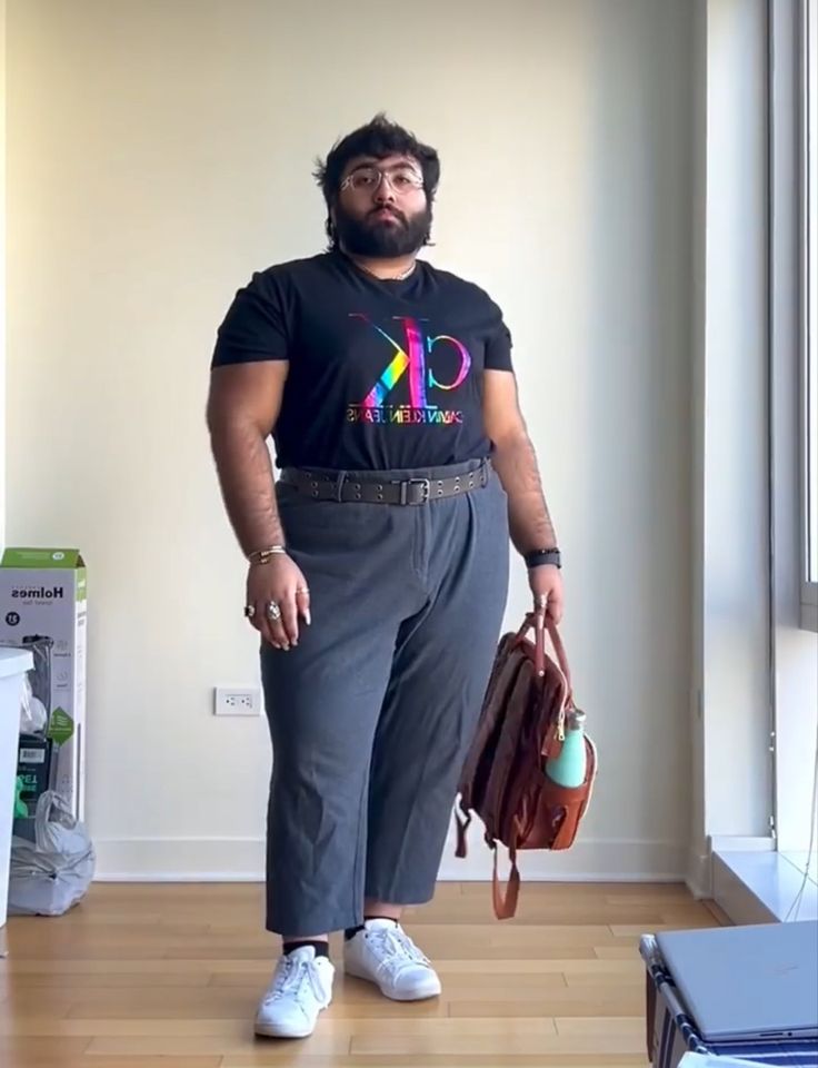 Men’s Plus Size Outfits, Plus Size Streetwear Men, Posh Heat, Mexican Fashion Men, Elf Scholar, Queer Plus Size Fashion, Plus Size Trans Masc, Plus Size Masc Fashion, Chubby Transmasc