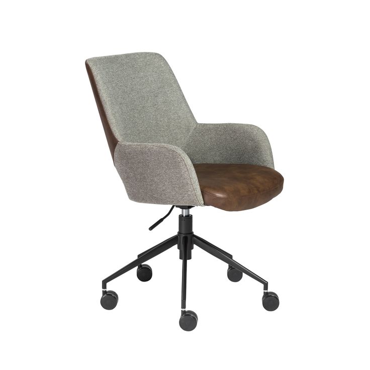 an office chair with wheels on the back and seat upholstered to the side