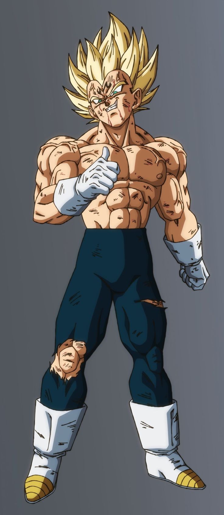 a drawing of gohan from the dragon ball game, with his arms stretched out