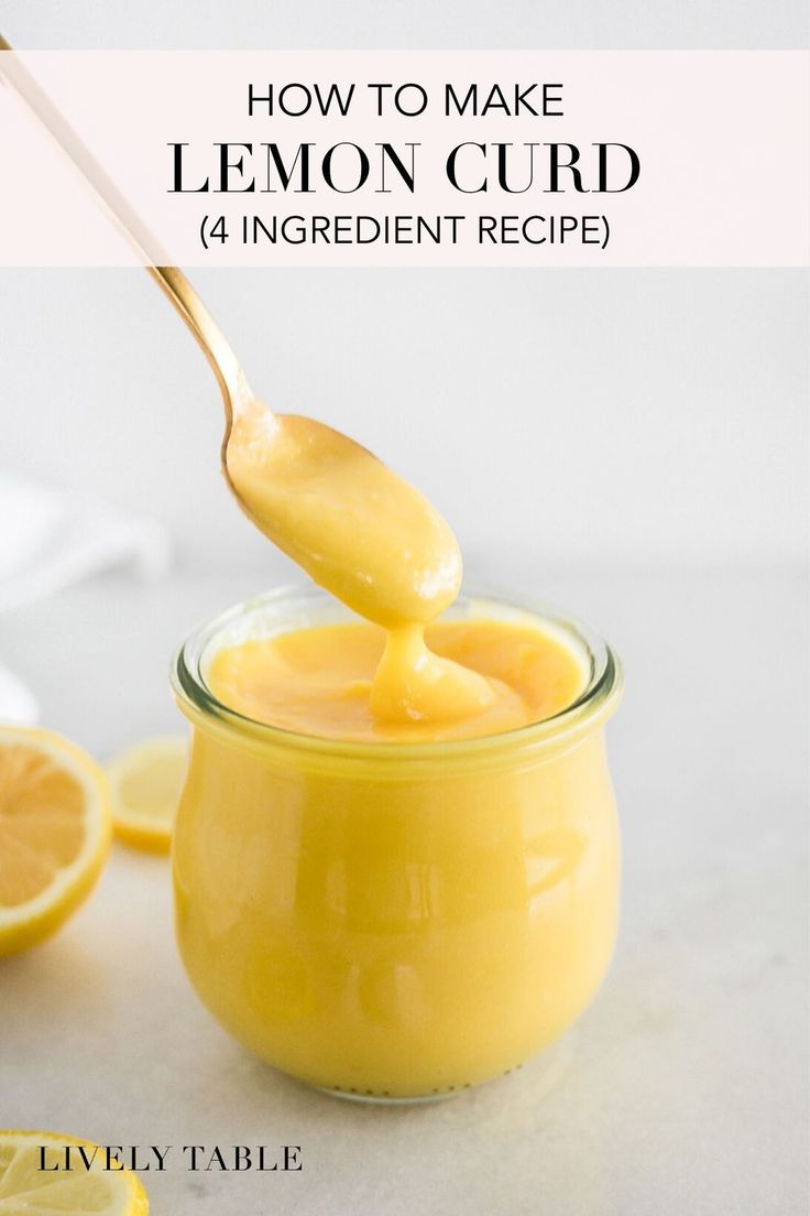 lemon curd in a glass jar with a spoon