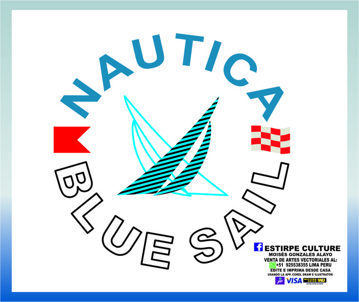 the nautica blue sail logo is shown in red, white and blue colors