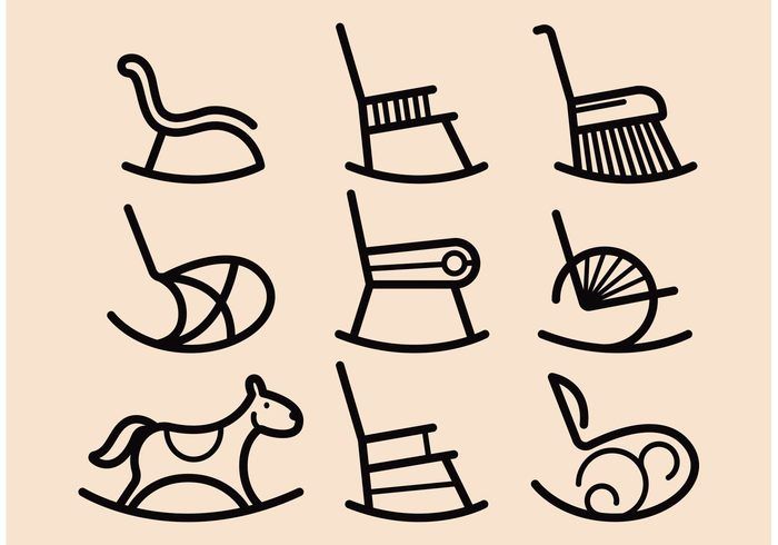 a drawing of different types of chairs and objects in black ink on a beige background