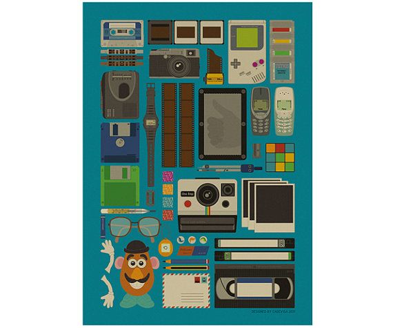 an image of various electronics and gadgets on a blue background