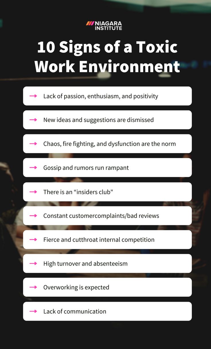 an info sheet describing the signs of a toxic work environment and how to use it