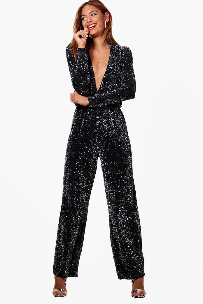 Dixie Open Front Wide Leg Jumpsuit Sparkle Jumpsuit, Jumpsuit Palazzo, Ball Inspiration, 70s Jumpsuit, Hoco Ideas, Glitter Jumpsuit, Disco Jumpsuit, Baddie Outfit, French Girl Style