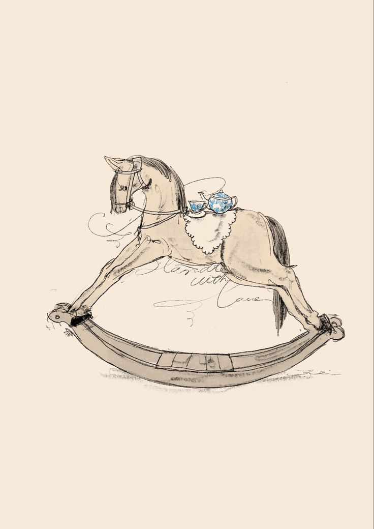 a drawing of a rocking horse on a white background