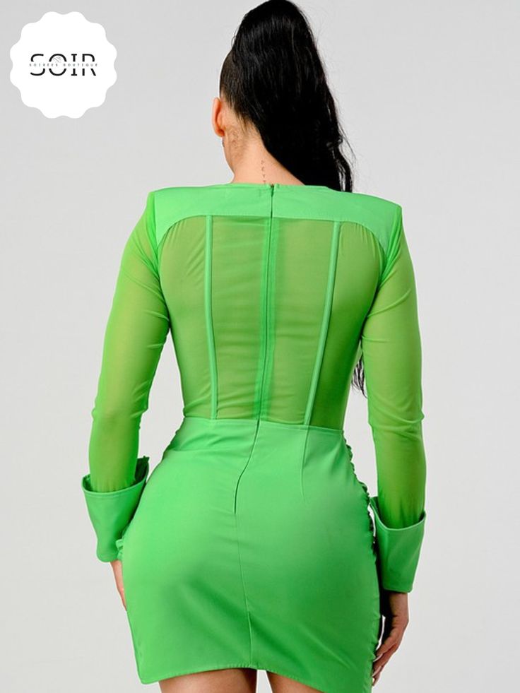 Introducing our Radiant Vogue Shoulder Pad Mini Dress – a bold and vivacious statement piece that radiates confidence and style. This eye-catching dress features striking shoulder pads, adding a touch of structured glamour to your look. The vibrant bright green hue elevates the overall aesthetic, ensuring you command attention wherever you go. Crafted with both comfort and trendsetting fashion in mind, the mini length offers a playful and contemporary silhouette. The Radiant Vogue dress is the p Green Stretch Dress For Party Season, Green Stretch Dresses For Party Season, Stretch Green Dresses For Party Season, Green Mini Bodycon Dress For Party Season, Glamorous Green Mini Bodycon Dress, Green Mini Bodycon Party Dress, Green Mini Bodycon Dress For Party, Green Mini Length Bodycon Dress For Party, Green Bodycon Dress For Night Out Party Season