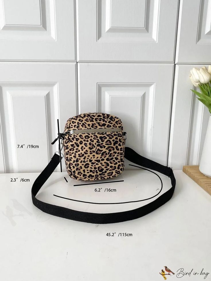 BirdinBag - Compact Leopard Print Crossbody Bag Portable Crossbody Shoulder Bag For On-the-go, On-the-go Crossbody Shoulder Bag, Trendy Portable Crossbody Canvas Bag, Trendy Pouch Shoulder Bag, Trendy Portable Pouch Shoulder Bag, Trendy Portable Shoulder Bag Pouch, Portable Crossbody Bag For On-the-go, Casual Satchel Pouch For Mobile Phone, Casual On-the-go Shoulder Box Bag