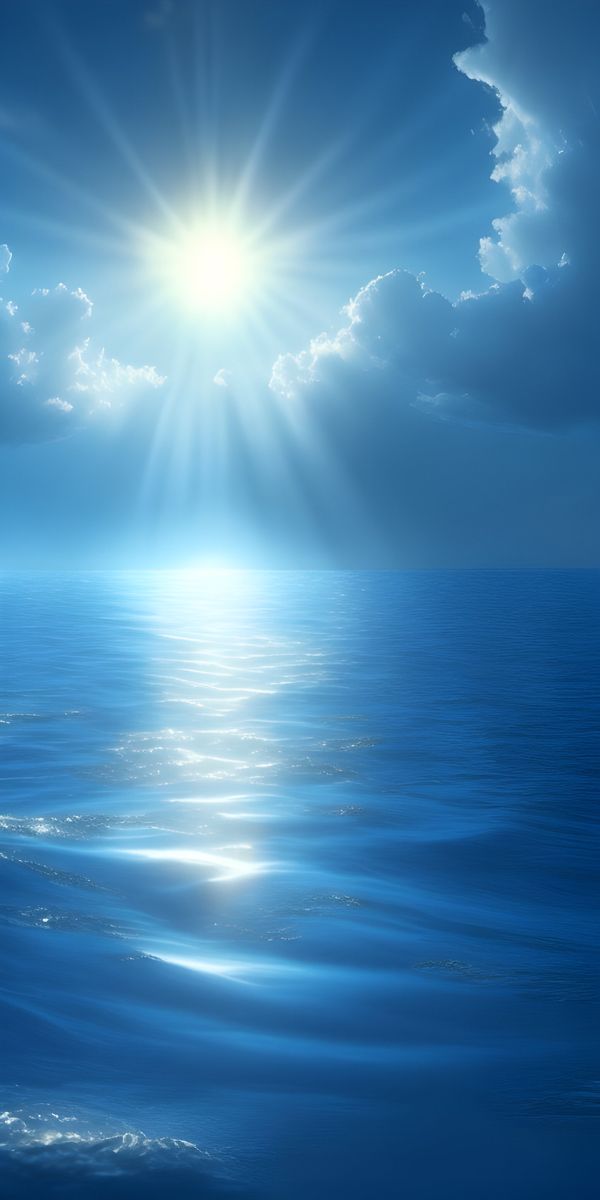 the sun shines brightly over the ocean as it reflects off the water's surface