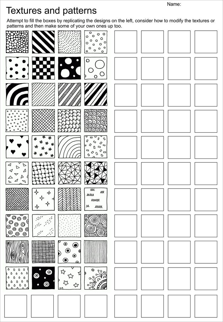 the pattern block is shown in black and white, with lots of different patterns on it