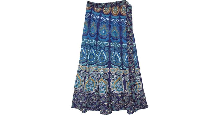 Peacock Mandala Maxi Cotton Wrap Skirt in Clothing - This one-of-a-kind deep blue skirt is the much-needed accessory for the season! With its unique peacock feather pattern featuring a mandala in the middle, it truly makes a style statement. Features: Wrap-Around-Skirt, Misses, Maxi Skirt, Vacation, Beach, Floral, Printed, Indian. Blue Bohemian Wrap Skirt For Festival, Hippie Long Blue Skirt, Blue Maxi Skirt For Festivals, Hippie Style Blue Long Skirt, Blue Long Hippie Skirt, Blue Bohemian Flowy Wrap Skirt, Blue Wrap Skirt For Summer Festivals, Fitted Blue Maxi Skirt For Festival, Blue Long Wrap Skirt For Festival