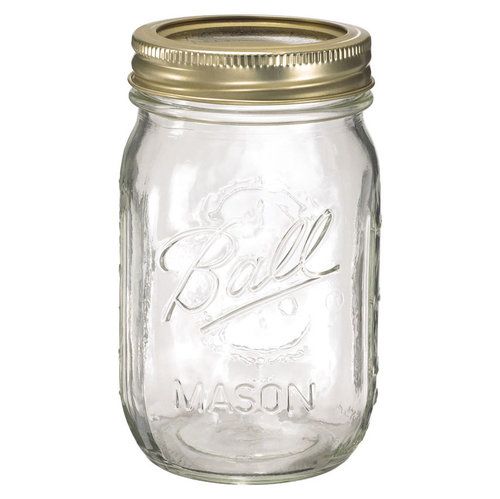 an empty mason jar is shown on a white background