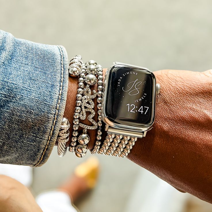 Add a little sparkle to your outfit while wearing a message of positivity - spread love, it's the Brooklyn way. This bracelet stack includes: Kalila Love bracelet Jasimina Nakia (4mm) 2 This bracelet stack fits wrists up to 7 inches. Select option with Watch Band to also include the Bella Apple Watch Band (Apple watch and Apple watch cover is NOT included) Bracelet Size Guide Adjustable Stainless Steel Wristband For Everyday, Trendy Silver Watch Bands As Gift, Trendy Everyday Wristband With Bracelet Strap, Casual Silver Bracelet With Adjustable Band, Trendy Personalized Silver Friendship Bracelets, Trendy Adjustable Silver Stretch Bracelet, Trendy Silver Watch Bands For Everyday, Silver Friendship Bracelets For Everyday, Everyday Silver Friendship Bracelets