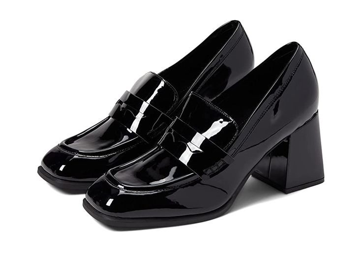 Nine West Zest 3 - Women's Shoes : Black Patent : Sophisticated and polished, the Nine West Zest 3 sandals are surely going to be an staple essential for your wardrobe. Glossy synthetic upper. Textile and synthetic lining. Square toe silhouette. High block heel. Easy slip-on style. Durable synthetic outsole. Imported. Measurements: Heel height: 2.95. Weight of footwear is based on a single item, not a pair. Chic Slip-on Block Heels For Formal Occasions, Trendy Slip-on Heels For Work, Trendy Slip-on Heels For Formal Occasions, Trendy Square Toe Block Heels For Formal Occasions, Summer Slip-on Heels For Office, Trendy Formal Block Heels With Padded Heel, Trendy Stacked Heel Formal Heels, Trendy Formal Block Heels With Stacked Heel, Trendy Formal Heels With Stacked Heel