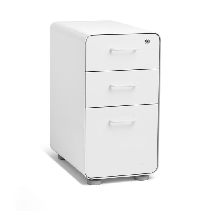 a white filing cabinet with three drawers