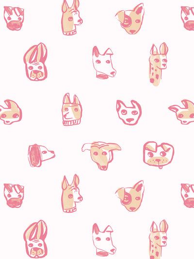 an image of many different masks on a white background with pink and red inks