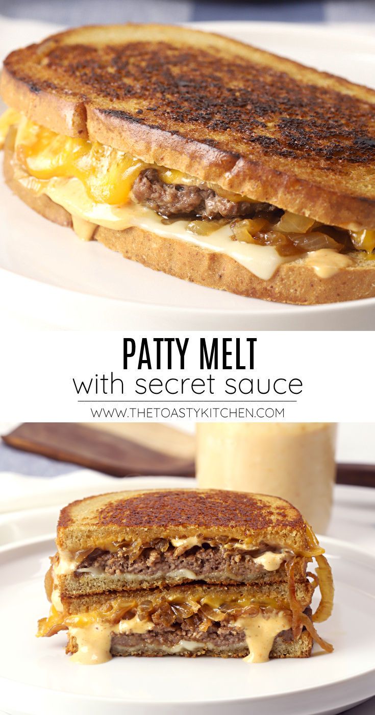 grilled cheese sandwich with patty melt and secret sauce