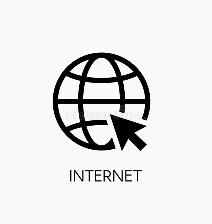 the internet logo with an arrow pointing up to it's right side, on a white