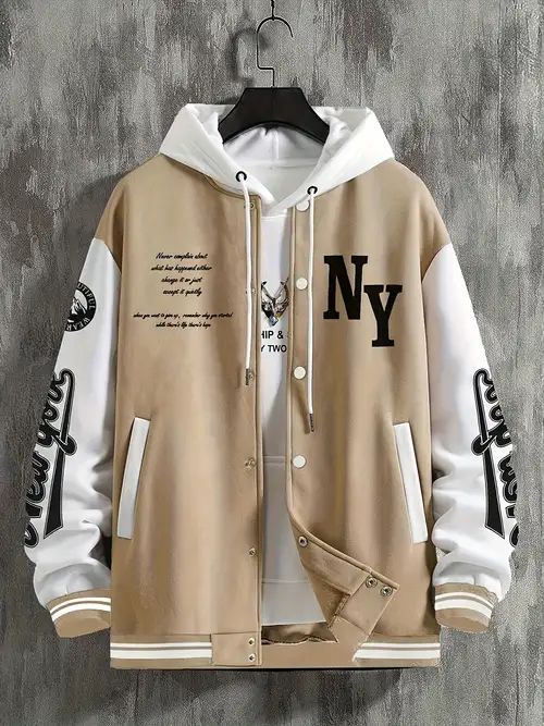 Men's Varsity Jacket Casual Jacket - Temu Netherlands Varsity Jacket Outfit, Street Style Outfits Casual, Stylish Hoodies, Dope Outfits For Guys, Varsity Jacket Men, Guys Clothing Styles, Men Plus Size, Cool Outfits For Men, Easy Trendy Outfits