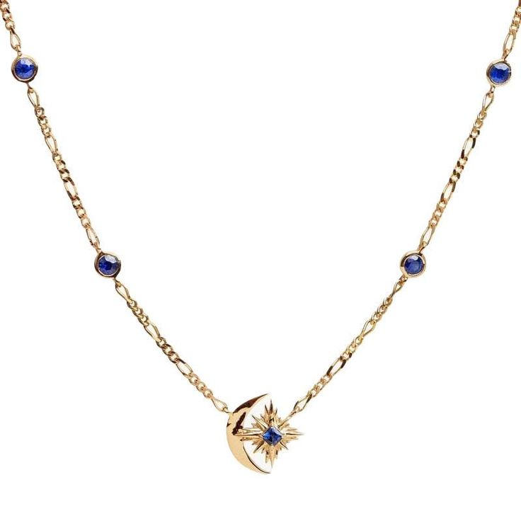 This stunning 14K gold-plated necklace features a delicate star and new moon pendant, adorned with sparkling blue gemstones. Designed with a minimalist aesthetic, this piece adds a subtle touch of elegance to any outfit. The 50cm adjustable chain allows for a perfect fit, making it versatile for both everyday wear and special occasions. Ideal as a gift for your wife, this stylish jewellery piece symbolizes beauty, love, and celestial charm. A timeless addition to any jewellery collection. Double Chain Necklace, Gold Choker Necklace, Gold Choker, Cool Necklaces, Gift For Wife, Blue Gemstones, Moon Pendant, Moon Necklace, Gold Plated Necklace