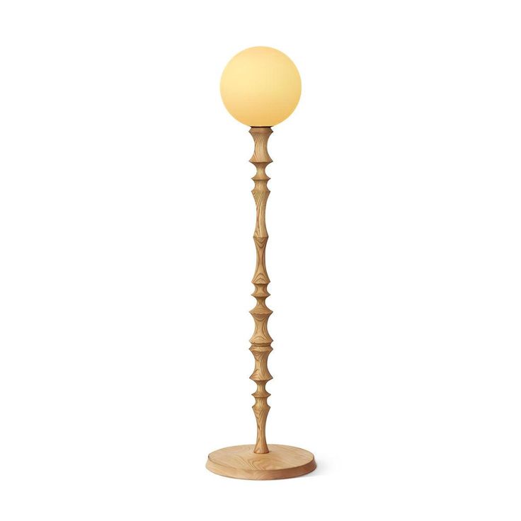 a wooden floor lamp on a white background