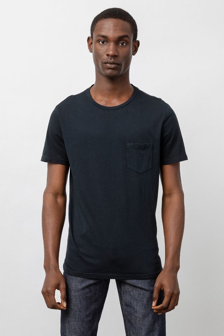 DETAILS | Lightweight, short sleeve, carbon black crew neck t-shirt featuring classic fit, patch pocket at chest, and functional side vents. Comfy enough to wear everyday, this style has custom designed super soft cotton modal fabric with a vintage wash effect for a luxe, lived in look. Perfect for layering or wearing alone, this is sure to be your new favorite tee. 60% Cotton | 40% Modal. Imported. CARE | This Garment Has Been Specially Treated. The Colors Are Meant To Fade When Washed. Do Not Rails Clothing, Olive Pants, Modal Fabric, Carbon Black, Pocket Tshirt, Large Black, Patch Pocket, White Undershirt, Neck T Shirt