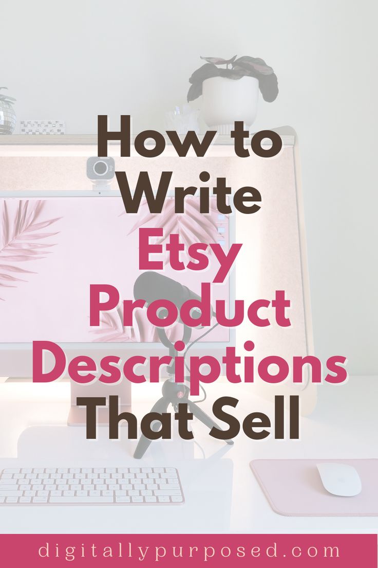 a desktop computer sitting on top of a desk with the words how to write easy product descriptions that sell