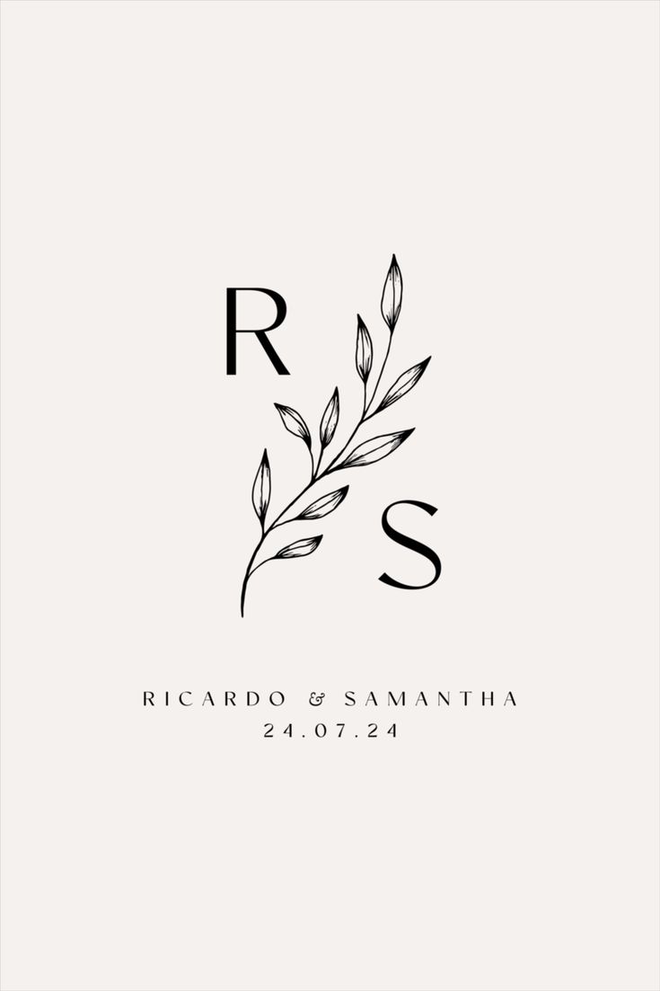 Wedding Monogram Design, Personalised Couple Wedding Monogram, Botanical Wedding Logo, logohistory #editlogo #logodesignlove. Wedding Invitation With Monogram, Monogram Logo Wedding, Couple Monogram Design, Rm Logo, Flowing Pattern, Herb Wedding, Logo Garden, Wedding Monograms, Fern Wedding